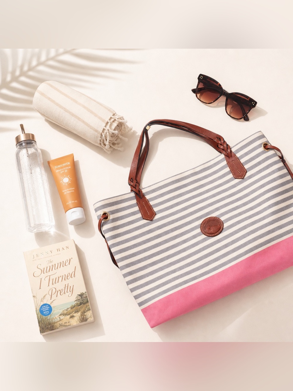 Dooney & Bourke Sullivan Beach Tote — Grey Stripe + Pink Bottom circa 2011 - Picture 3 of 10
